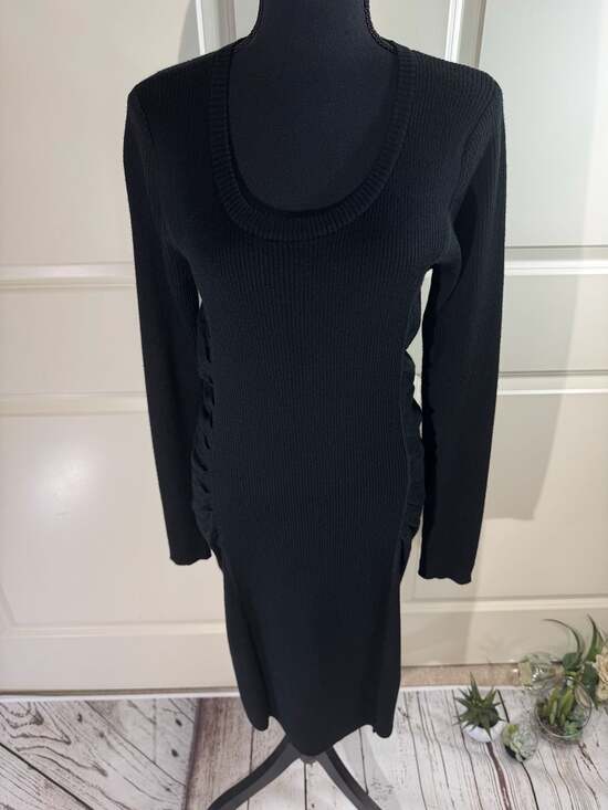 Calvin Klein Dresses & Skirts - Calvin Klein Ribbed Wool Blend Knit Bodycon Sweater Dress with Ruched Sides Med